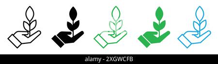 Care of plant icon logo sign vector outline in black and white color Stock Vector