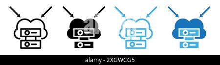 Data aggregation icon logo sign vector outline in black and white color Stock Vector