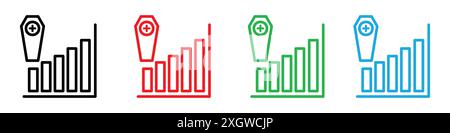 Death rate growth icon logo sign vector outline in black and white color Stock Vector