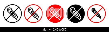 Do not cut icon logo sign vector outline in black and white color Stock Vector