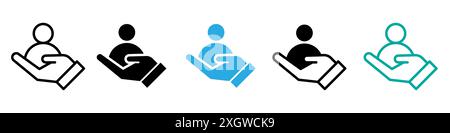 Customer retention icon logo sign vector outline in black and white color Stock Vector
