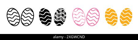 Easter eggs icon logo sign vector outline in black and white color Stock Vector