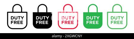 Duty free icon logo sign vector outline in black and white color Stock Vector