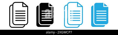 Document icon logo sign vector outline in black and white color Stock Vector