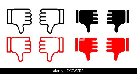 Dislike icon logo sign vector outline in black and white color Stock Vector