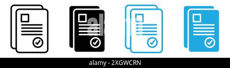 Documents icon logo sign vector outline in black and white color Stock Vector
