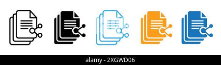 Document share icon logo sign vector outline in black and white color Stock Vector
