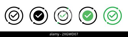 Ensure icon logo sign vector outline in black and white color Stock Vector