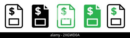 Financial log icon logo sign vector outline in black and white color Stock Vector