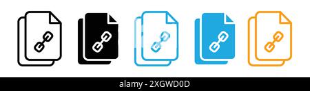 Document link icon logo sign vector outline in black and white color Stock Vector