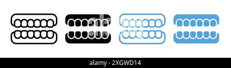 False jaw icon logo sign vector outline in black and white color Stock Vector