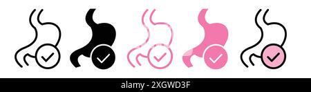 Good digestion icon logo sign vector outline in black and white color Stock Vector