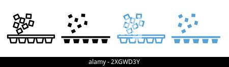 Ice cube plastic container icon logo sign vector outline in black and white color Stock Vector