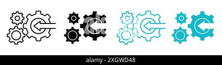 Integration icon logo sign vector outline in black and white color Stock Vector