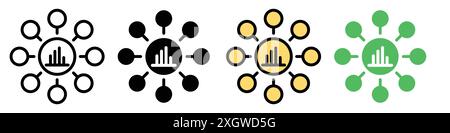 Gathering information icon logo sign vector outline in black and white color Stock Vector