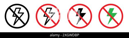 Flash off icon logo sign vector outline in black and white color Stock Vector