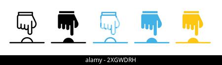 Hand push button icon logo sign vector outline in black and white color Stock Vector