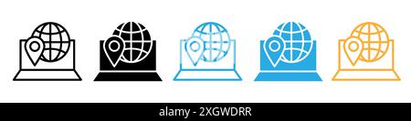 IP icon logo sign vector outline in black and white color Stock Vector