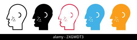 Man acne on face icon logo sign vector outline in black and white color Stock Vector