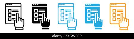 Online exam test icon logo sign vector outline in black and white color Stock Vector