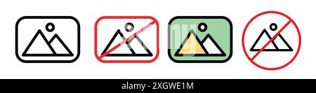Image not an available icon logo sign vector outline in black and white color Stock Vector
