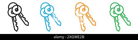 Keys icon logo sign vector outline in black and white color Stock Vector