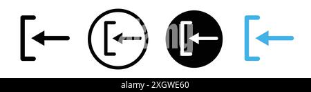 Left Arrow logo sign vector outline in black and white color Stock Vector