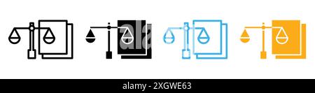 Labour and social law icon logo sign vector outline in black and white color Stock Vector