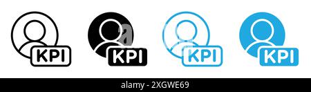 KPI icon logo sign vector outline in black and white color Stock Vector