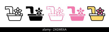 Pedicure icon logo sign vector outline in black and white color Stock Vector