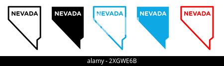 Nevada map icon logo sign vector outline in black and white color Stock Vector