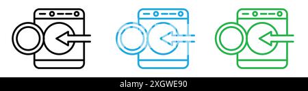 Loading laundry icon logo sign vector outline in black and white color Stock Vector