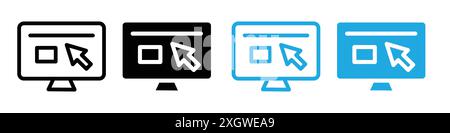Online education icon logo sign vector outline in black and white color Stock Vector