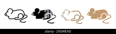 mouse animal icon logo sign vector outline in black and white color ...