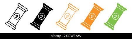 Protein bar icon logo sign vector outline in black and white color Stock Vector