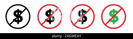 No money icon logo sign vector outline in black and white color Stock Vector