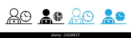 Office hours icon logo sign vector outline in black and white color Stock Vector