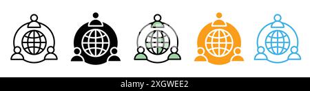 Outsourcing icon logo sign vector outline in black and white color Stock Vector
