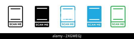 Scan me icon logo sign vector outline in black and white color Stock Vector