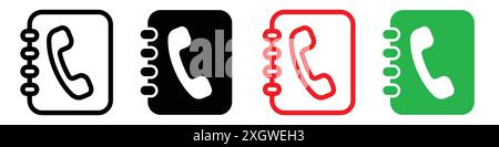 Phonebook icon logo sign vector outline in black and white color Stock Vector