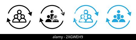 Personnel change icon logo sign vector outline in black and white color Stock Vector