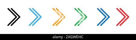 Right arrow icon logo sign vector outline in black and white color Stock Vector