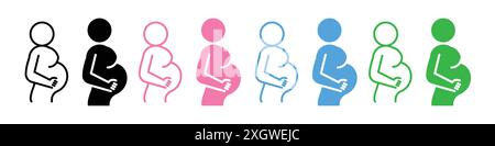 Pregnancy complications icon logo sign vector outline in black and white color Stock Vector