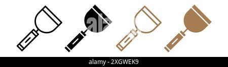 Putty knife icon logo sign vector outline in black and white color Stock Vector