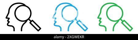 Self research icon logo sign vector outline in black and white color Stock Vector