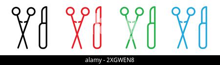 Surgery icon logo sign vector outline in black and white color Stock Vector
