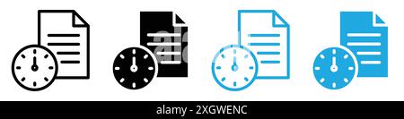 Time management icon logo sign vector outline in black and white color Stock Vector