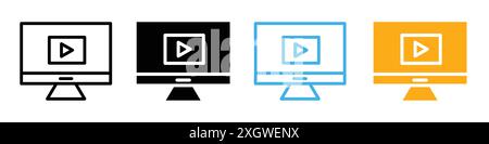 Tutorials icon logo sign vector outline in black and white color Stock Vector