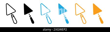 Trowel icon logo sign vector outline in black and white color Stock Vector