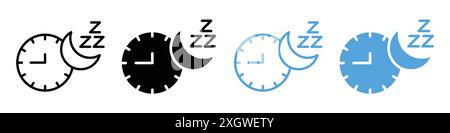 Sleeping time icon logo sign vector outline in black and white color Stock Vector
